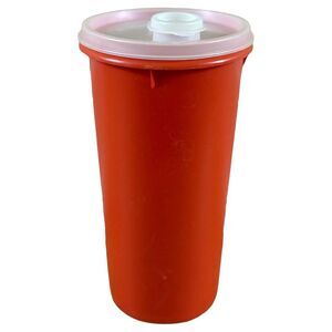 Vintage Tupperware Orange Tall Beverage Container 261-6 Liquid Storage With Lid